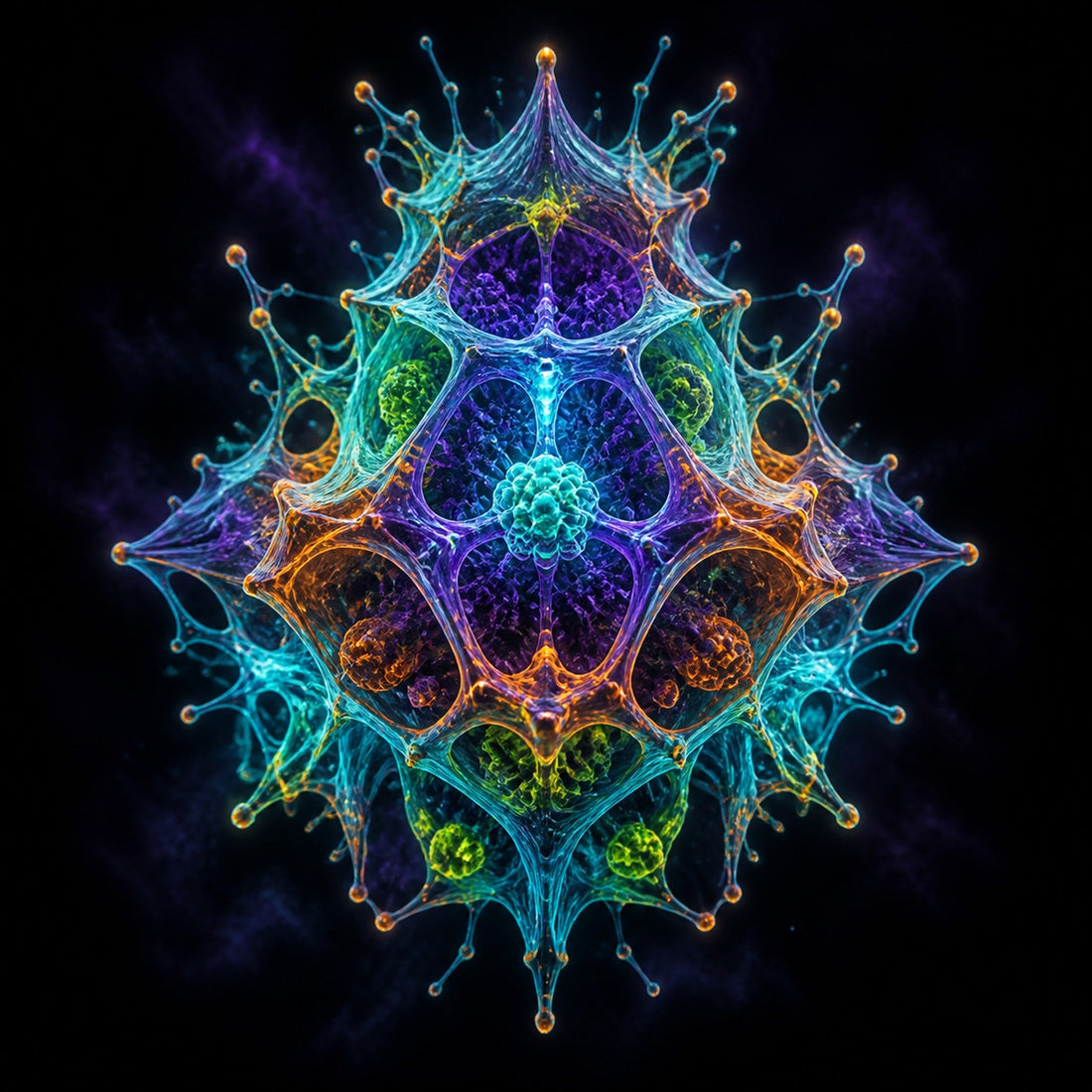 Molecular Mirage original TrendTap fractal biology artwork with recursive luminous structures