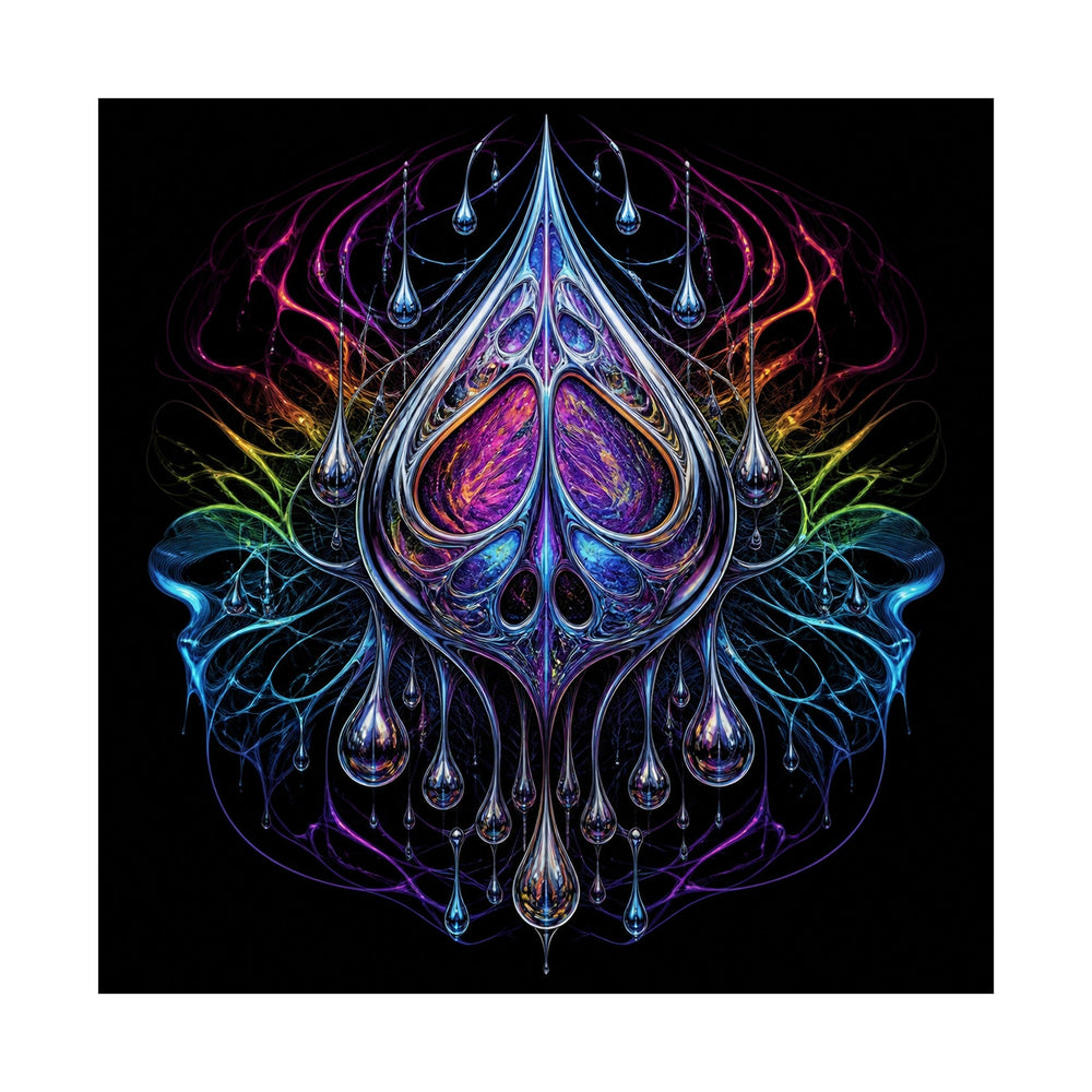 Chrome Anatomy of Rain art print showing an invented reflective organism with liquid metallic contours