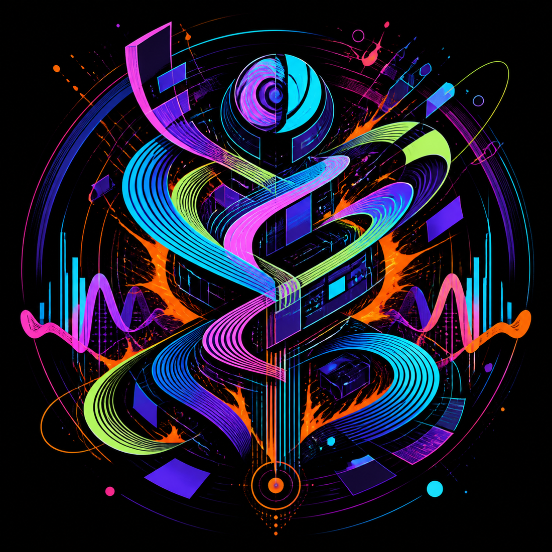 Signal Body neon abstract artwork for a graphic tee fit guide