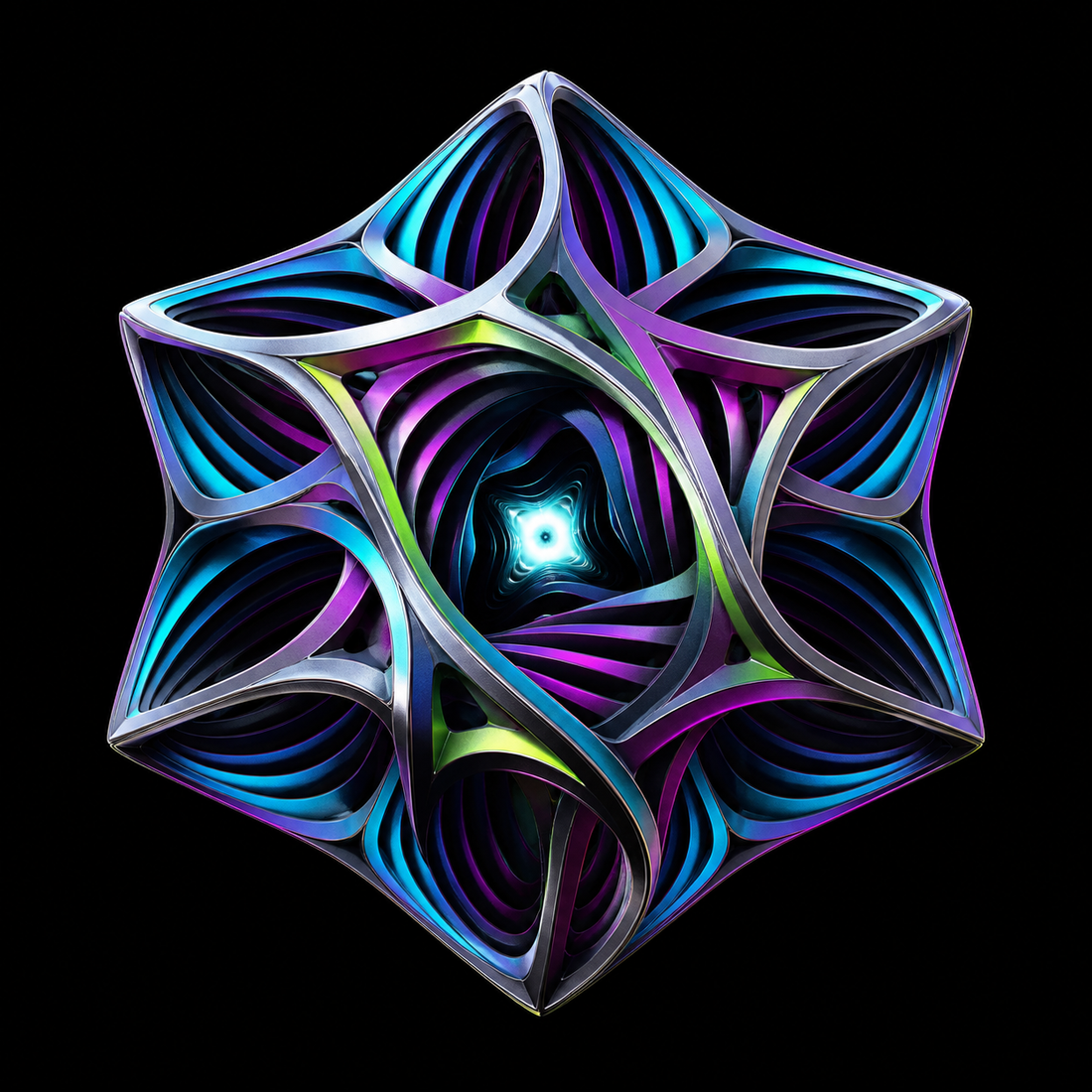 Geometry That Breathes impossible chrome structure artwork