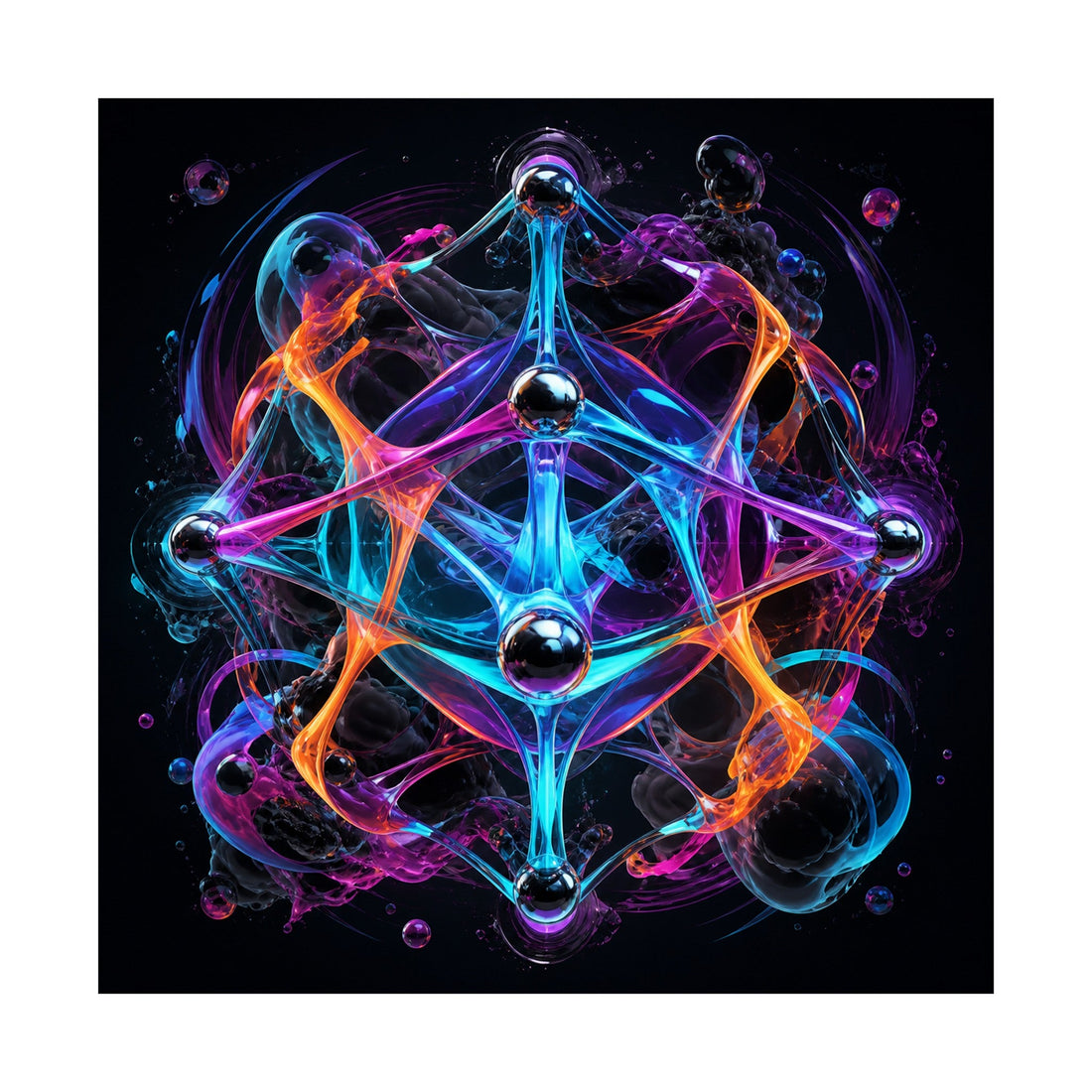 Luminous Topology art print showing layered paths and bright forms that suggest optical movement