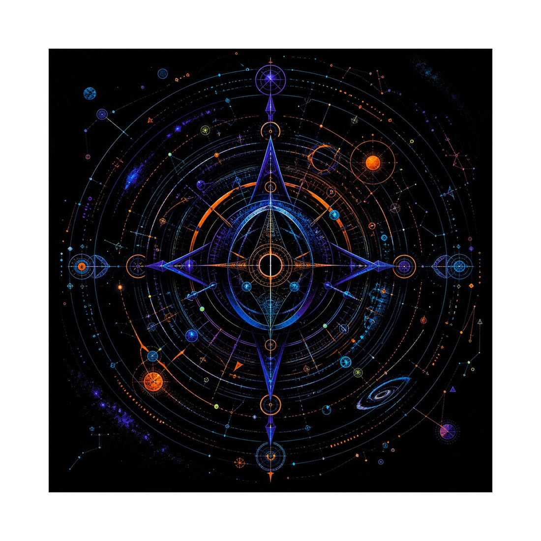 Spectral Cartography art print showing original orbital geometry and fictional mapping structures