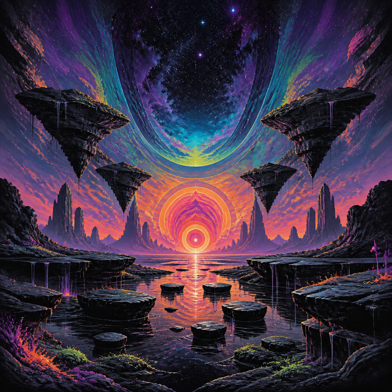 Folded Horizon impossible psychedelic landscape artwork