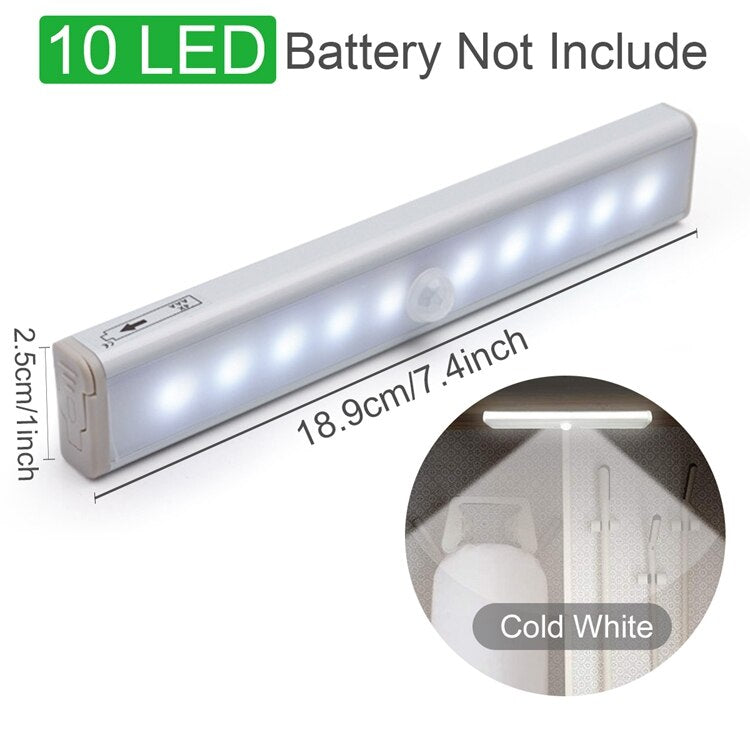 Motion sensor LED night light stick-on battery powered closet bedroom light setup view