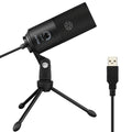 USB condenser microphone with tripod for gaming streaming and podcasts alternate angle