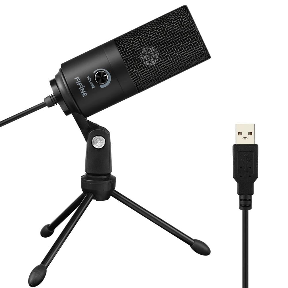 USB condenser microphone with tripod for gaming streaming and podcasts alternate angle