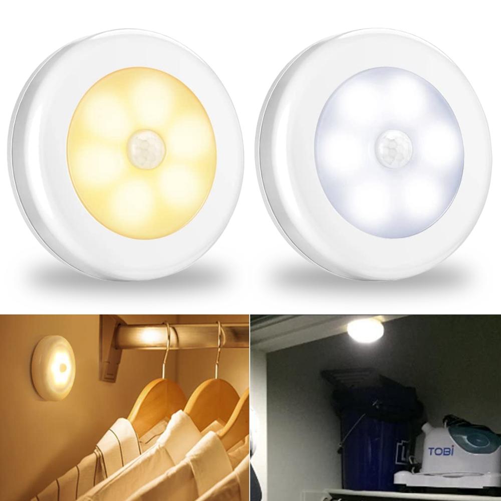 Motion sensor LED night light stick-on battery powered closet bedroom light detail view