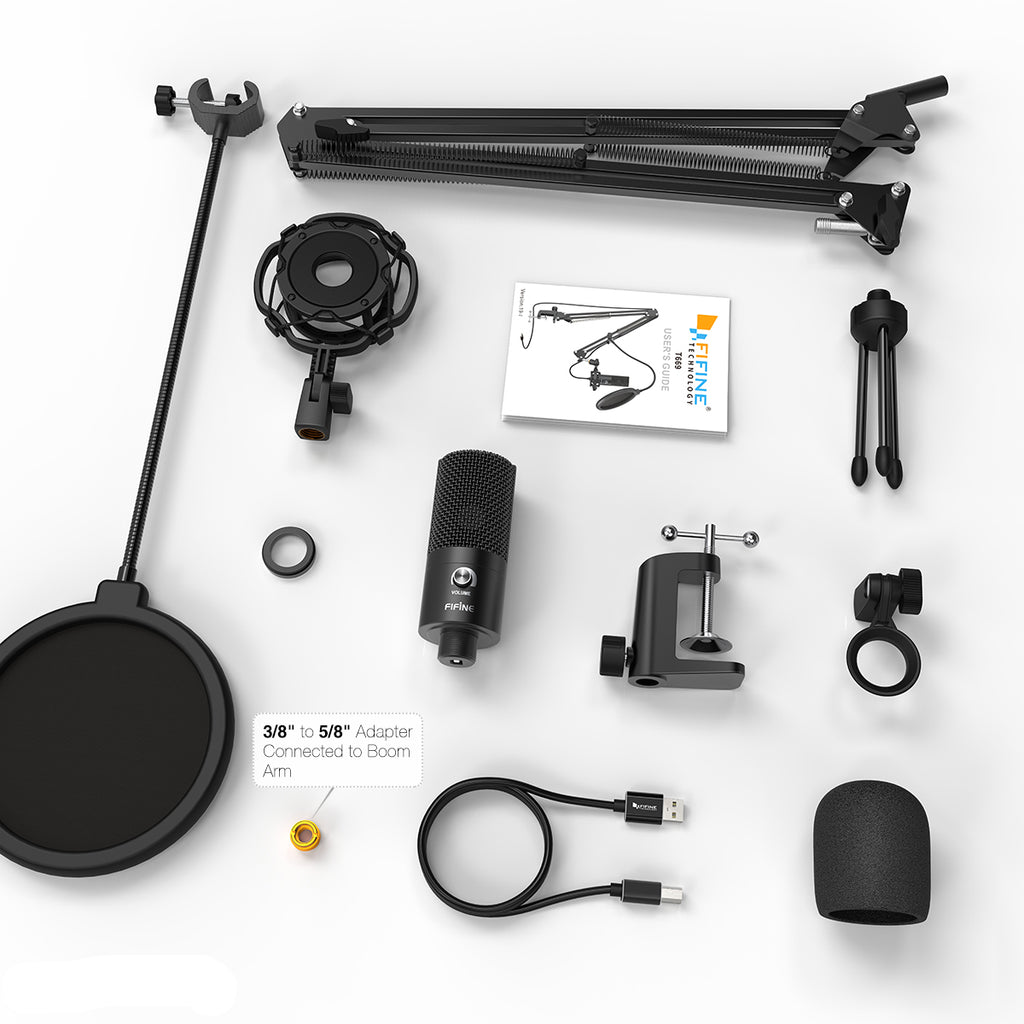 Studio USB microphone kit for streaming gaming and voice recording usage example