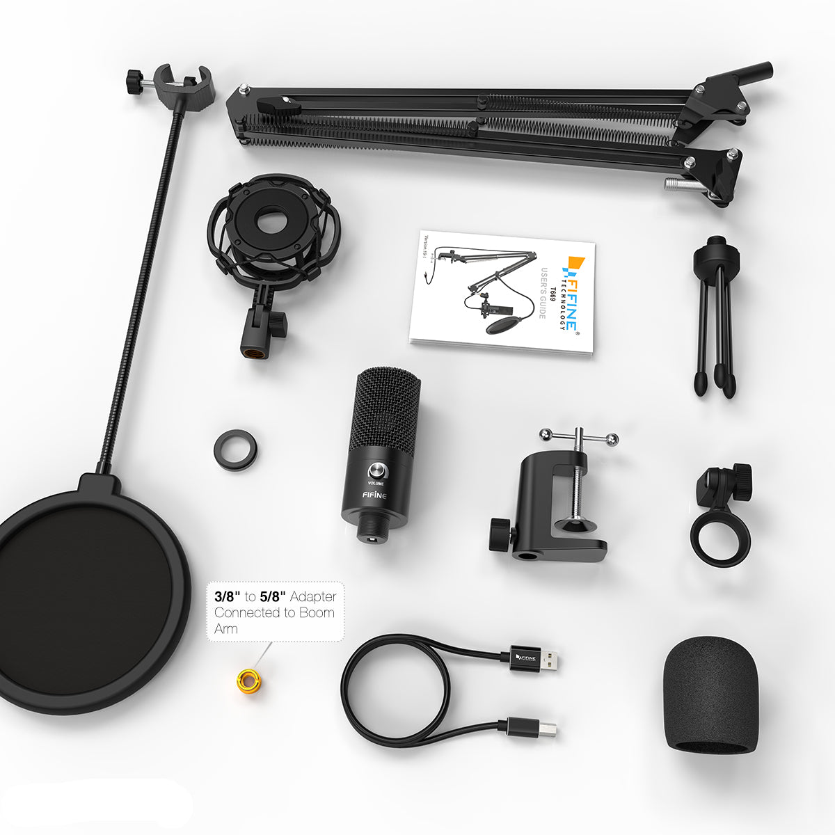 Studio USB microphone kit for streaming gaming and voice recording usage example