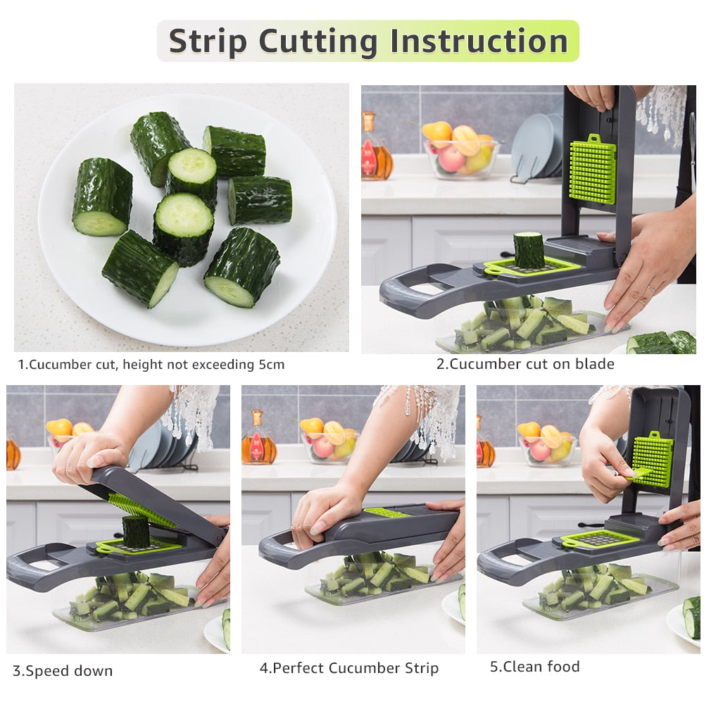 Kitchen mandoline slicer vegetable chopper cutter and food prep tool included accessories view