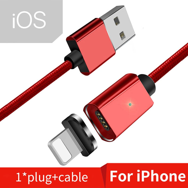 Magnetic nylon charging cable set with swappable connector tips control or port detail
