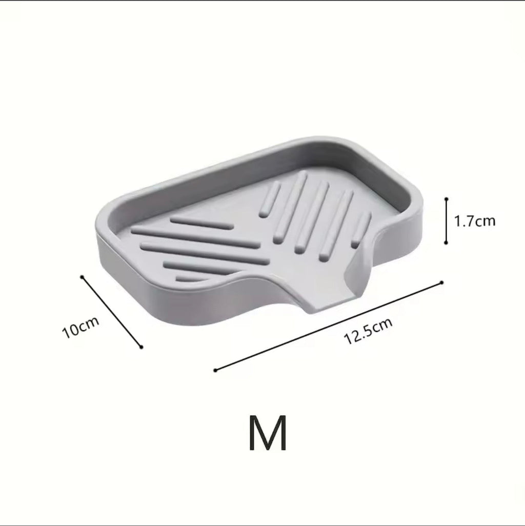 Silicone sink tray sponge holder with drain spout for kitchen and bathroom detail view