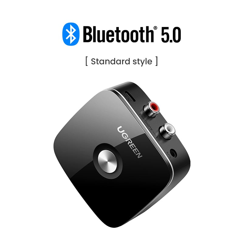 Bluetooth audio receiver wireless 3.5mm RCA adapter for speakers and cars side view