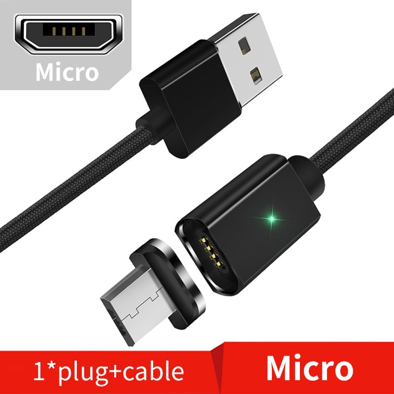 Magnetic nylon charging cable set with swappable connector tips additional product view