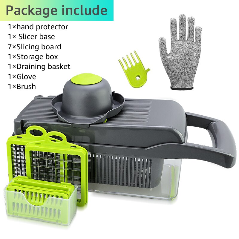 Kitchen mandoline slicer vegetable chopper cutter and food prep tool size and design view