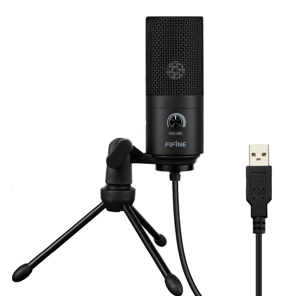 USB condenser microphone with tripod for gaming streaming and podcasts feature closeup