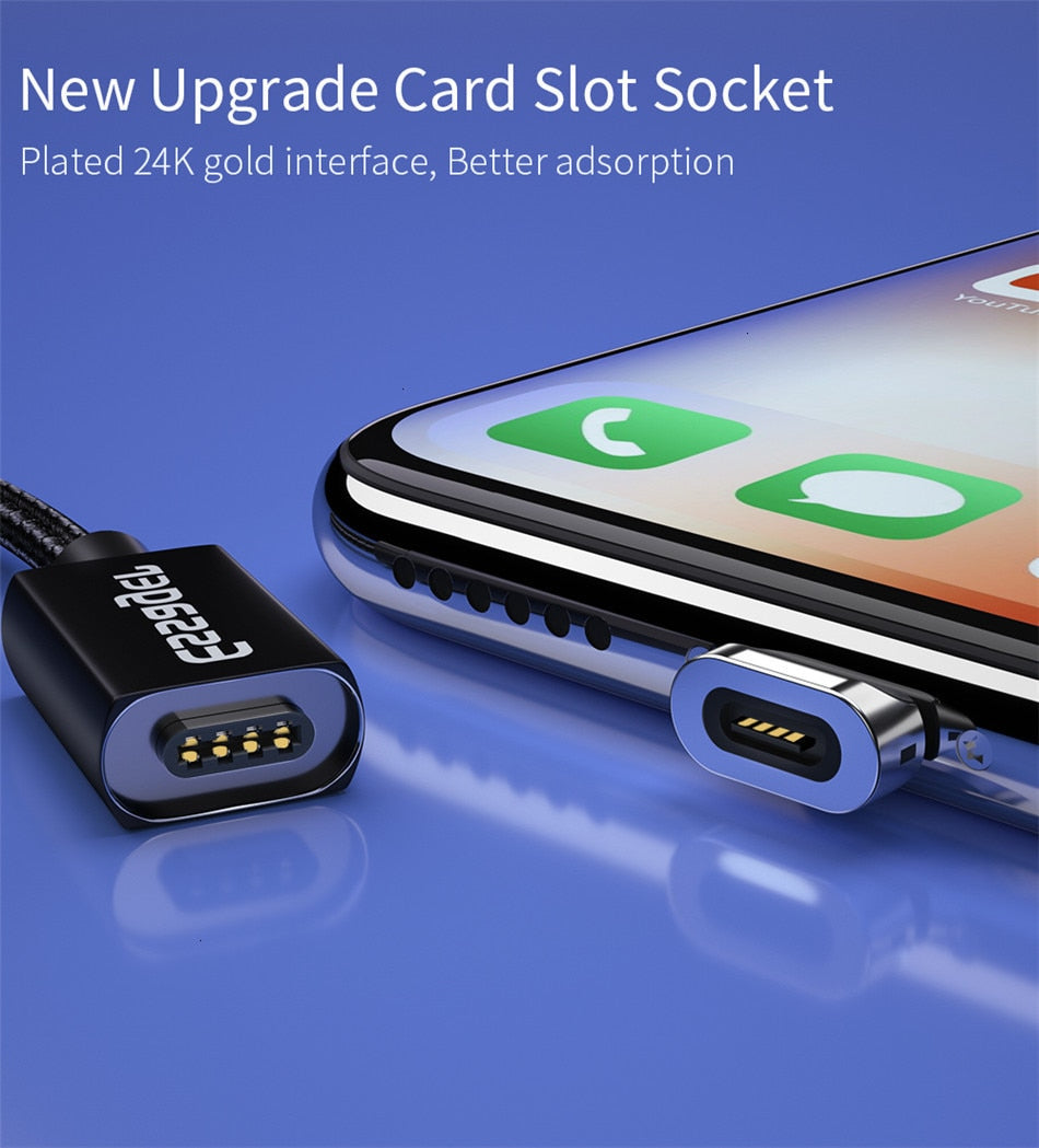 Magnetic nylon charging cable set with swappable connector tips size and design view
