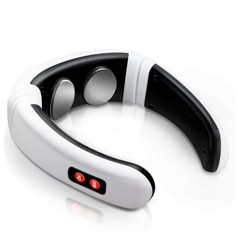 Portable wireless heated neck massager comfort tool with optional patches alternate angle