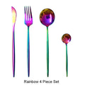 4-piece stainless steel two-tone flatware cutlery set size and design view