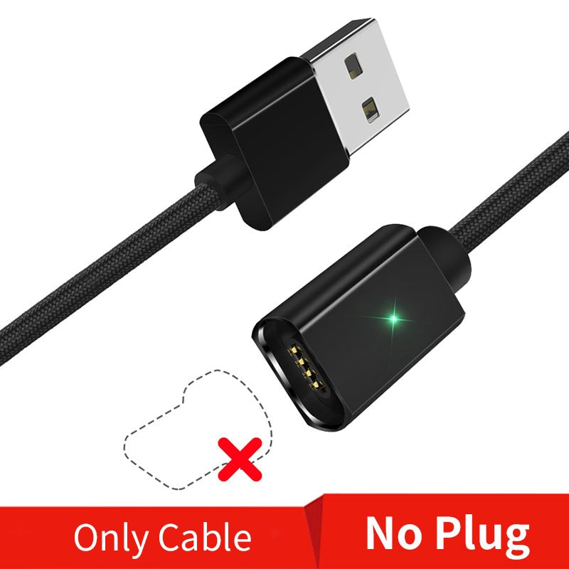 Magnetic nylon charging cable set with swappable connector tips USB connector detail