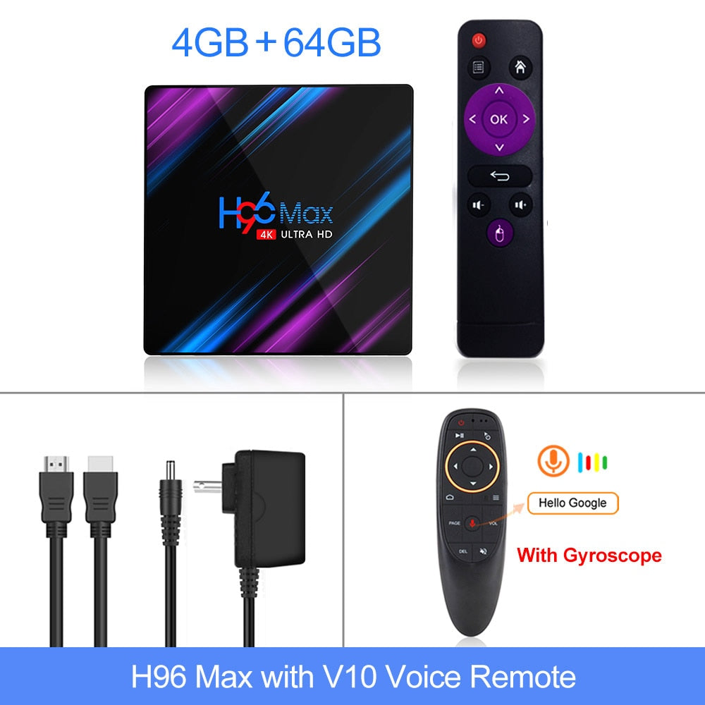 4K smart TV streaming box Android media player with HDMI WiFi and remote front view