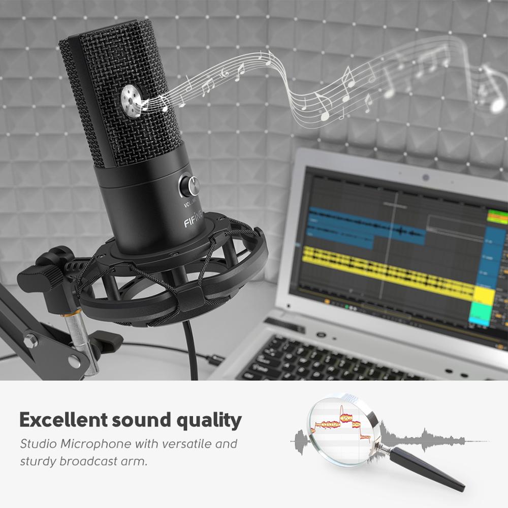 Studio USB microphone kit for streaming gaming and voice recording feature closeup