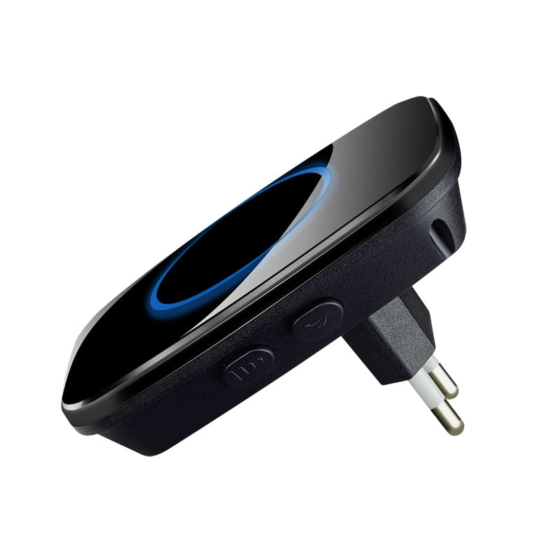 Wireless home doorbell kit with plug-in receiver and remote button usage example