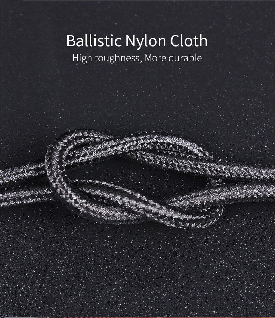 Magnetic nylon charging cable set with swappable connector tips side view
