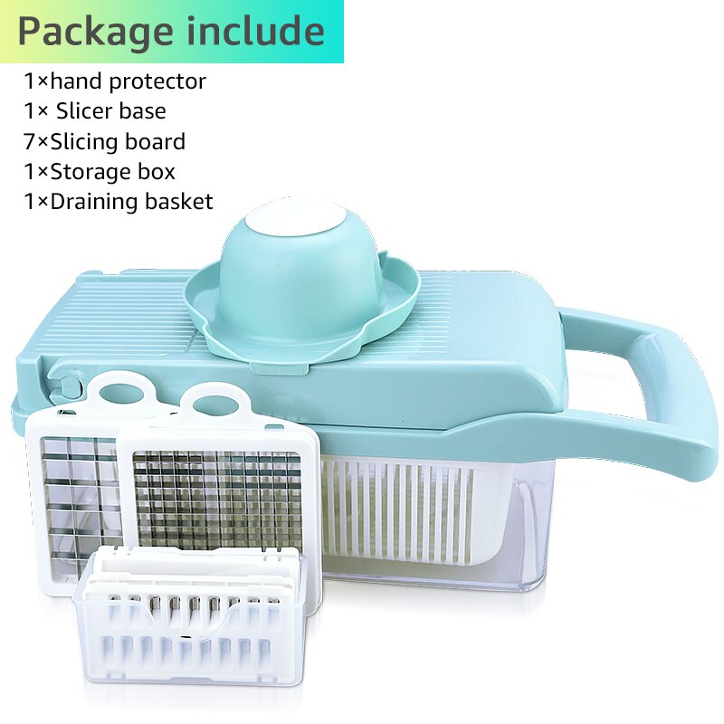 Kitchen mandoline slicer vegetable chopper cutter and food prep tool alternate angle