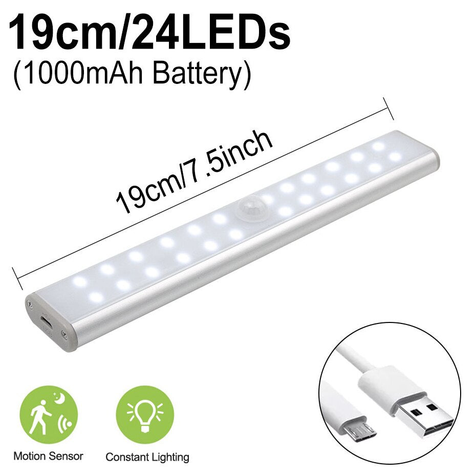 PIR motion sensor LED cabinet light stick-on under cabinet night light lifestyle view