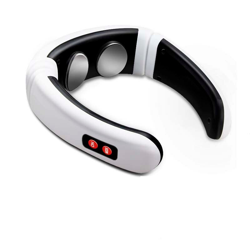 Portable wireless heated neck massager comfort tool with optional patches setup view