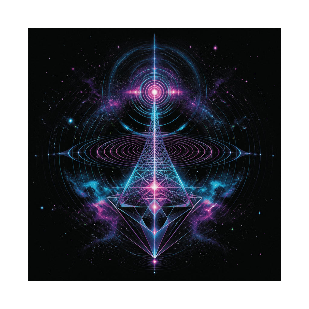 Chromatic Echo Field square satin art print shown against a clean white background