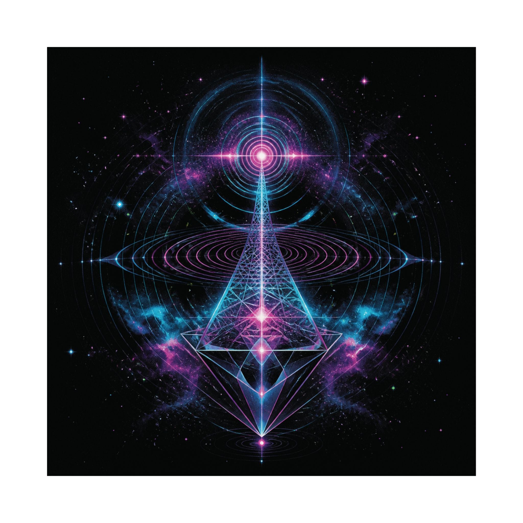 Chromatic Echo Field square satin art print shown against a clean white background