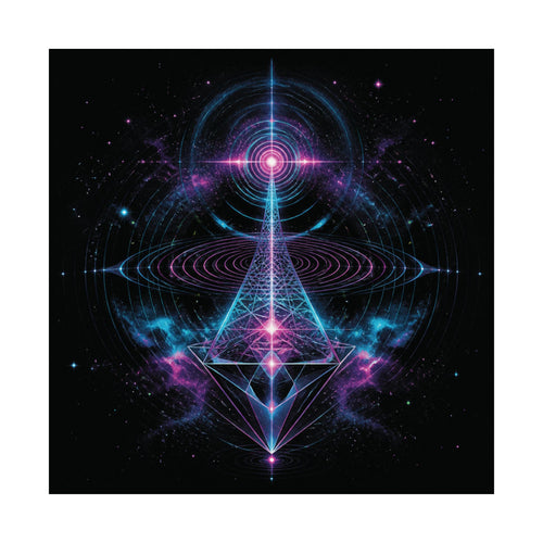Chromatic Echo Field square satin art print shown against a clean white background