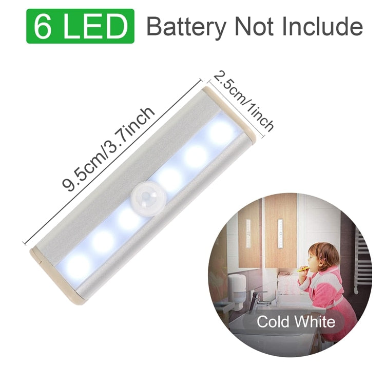 Motion sensor LED night light stick-on battery powered closet bedroom light packaging or kit view