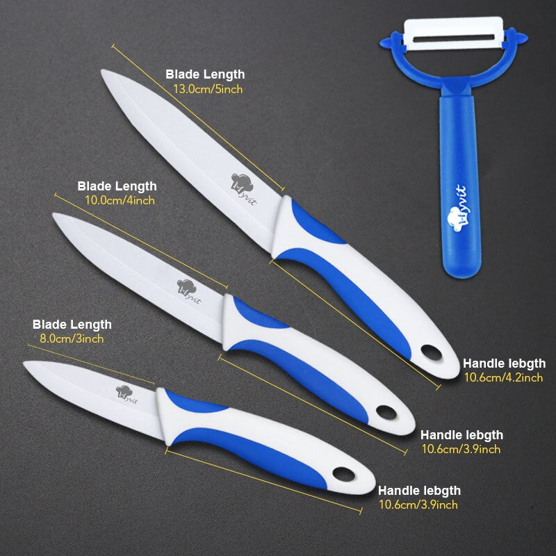 Colorful Ceramic Kitchen Knives and Peeler Set