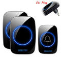 Wireless home doorbell kit with plug-in receiver and remote button size and design view