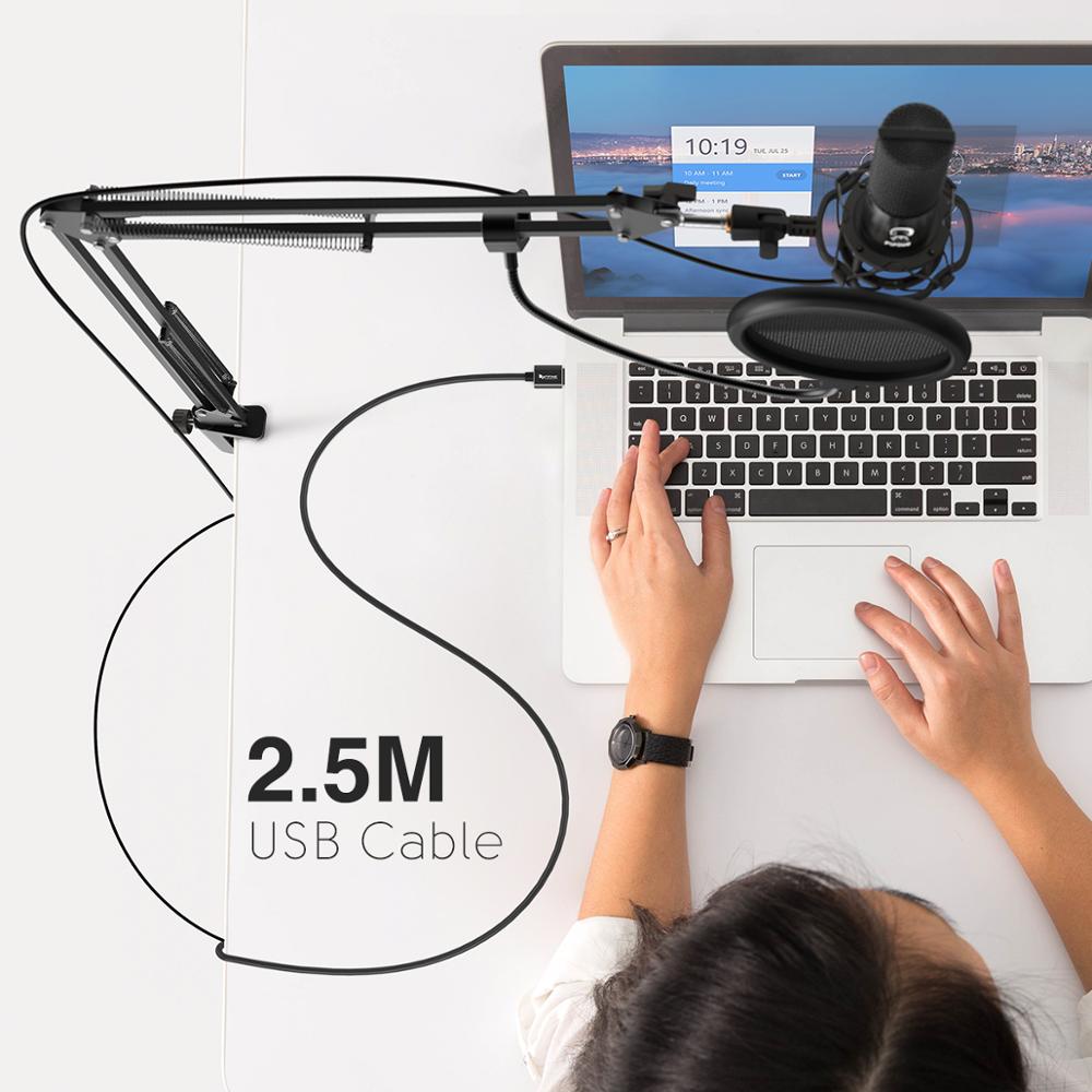 Studio USB microphone kit for streaming gaming and voice recording included accessories view