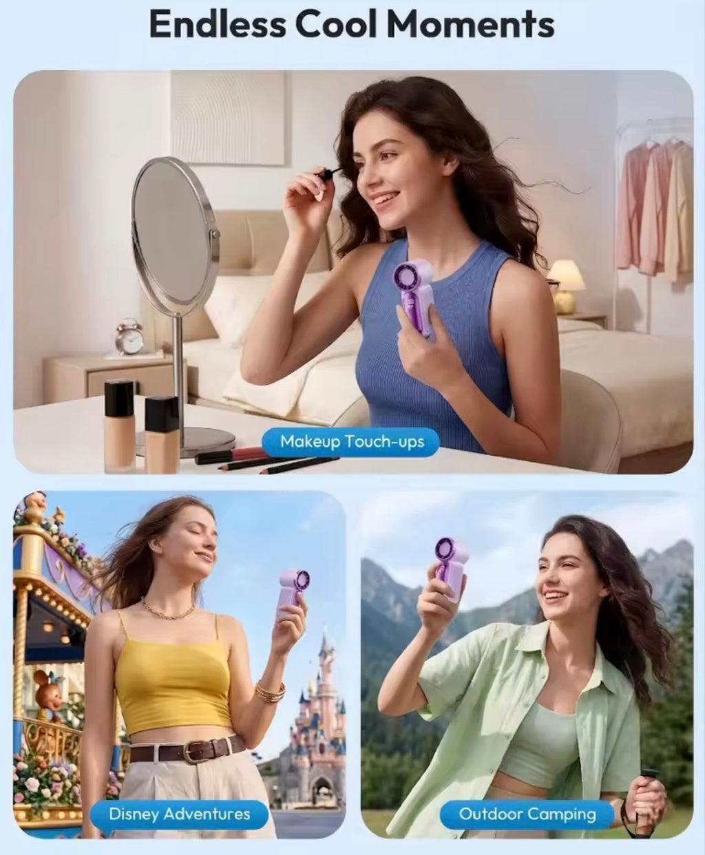 Mini handheld fan lifestyle use