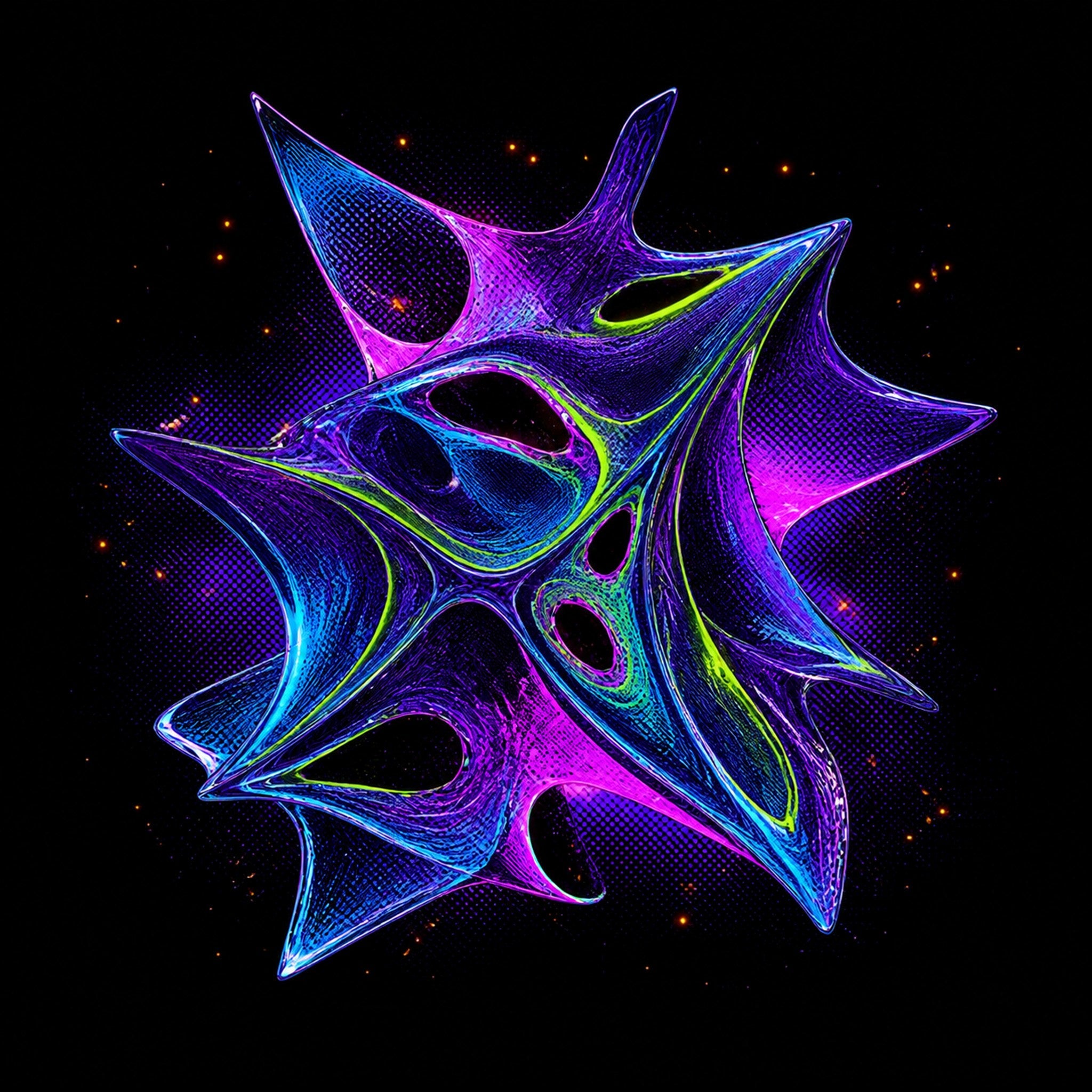 Original TrendTap blacklight creatures piece titled Ultraviolet Fauna, prepared as an art print