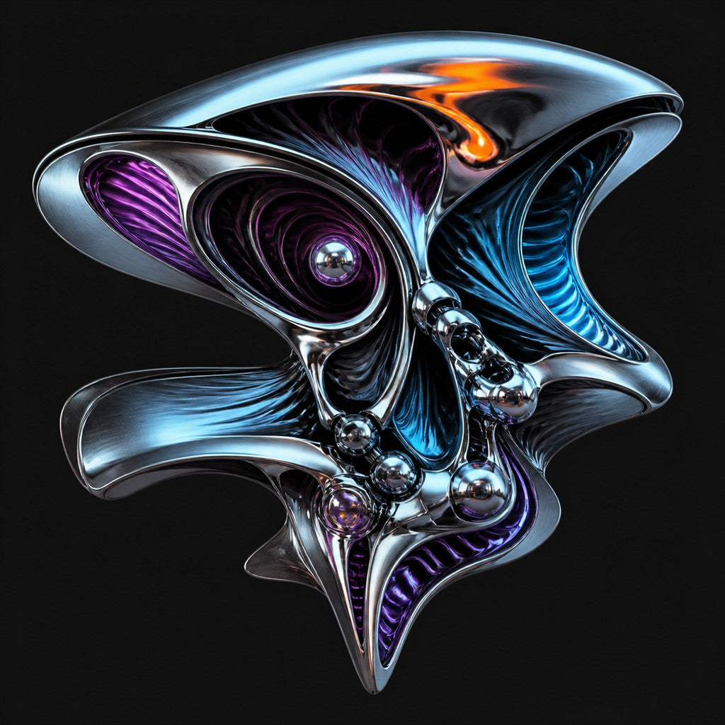 Original TrendTap chrome anatomy piece titled Anatomy of a Mirror, prepared as an art print
