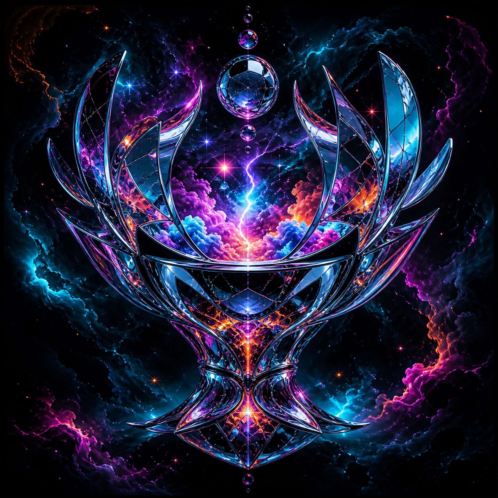 Original TrendTap chrome vessels piece titled Mirrorstorm Vessel, prepared as an art print