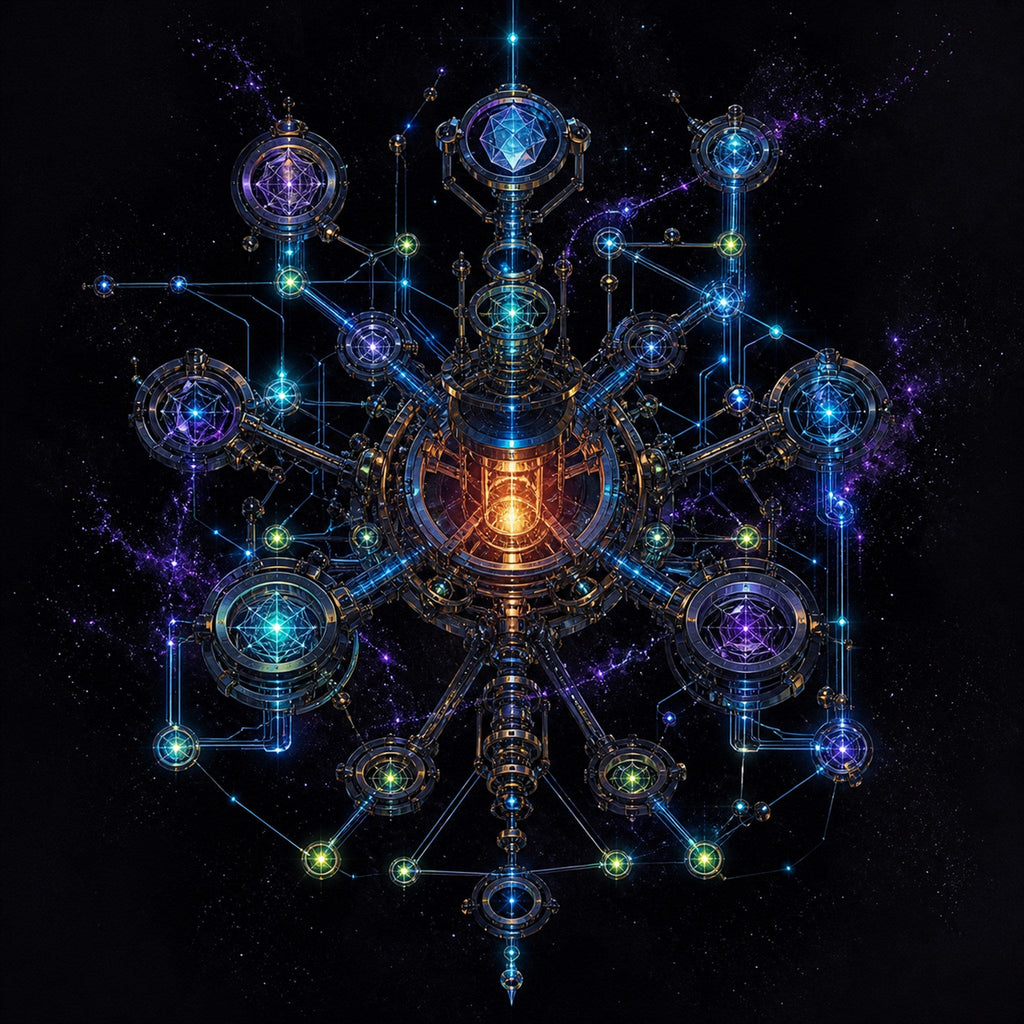 Original TrendTap cosmic transmissions piece titled Asterism Engine, prepared as an art print