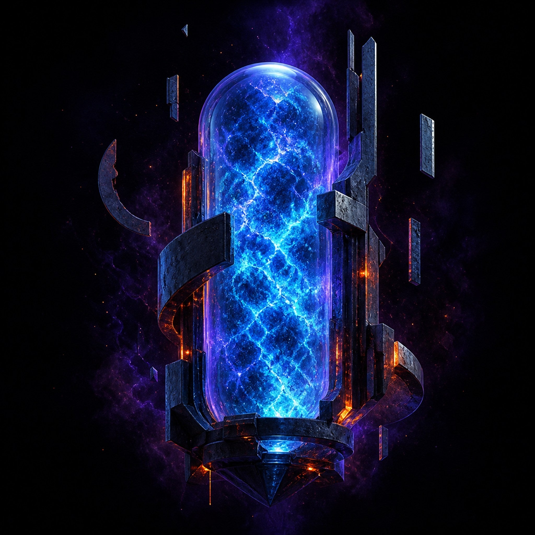 Original TrendTap abstract signal art piece titled Blue Noise Reliquary, prepared as an art print