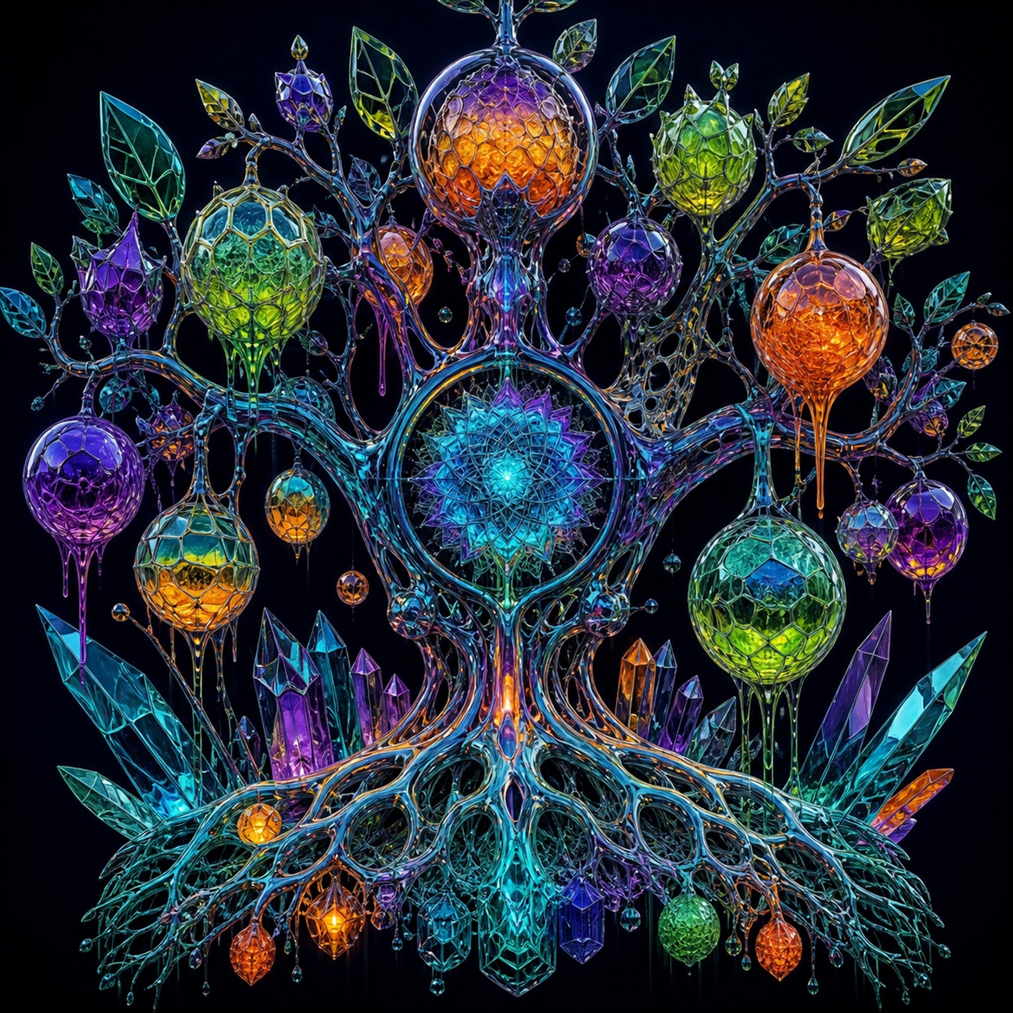 Original TrendTap crystalline organisms piece titled Prism Orchard, prepared as an art print