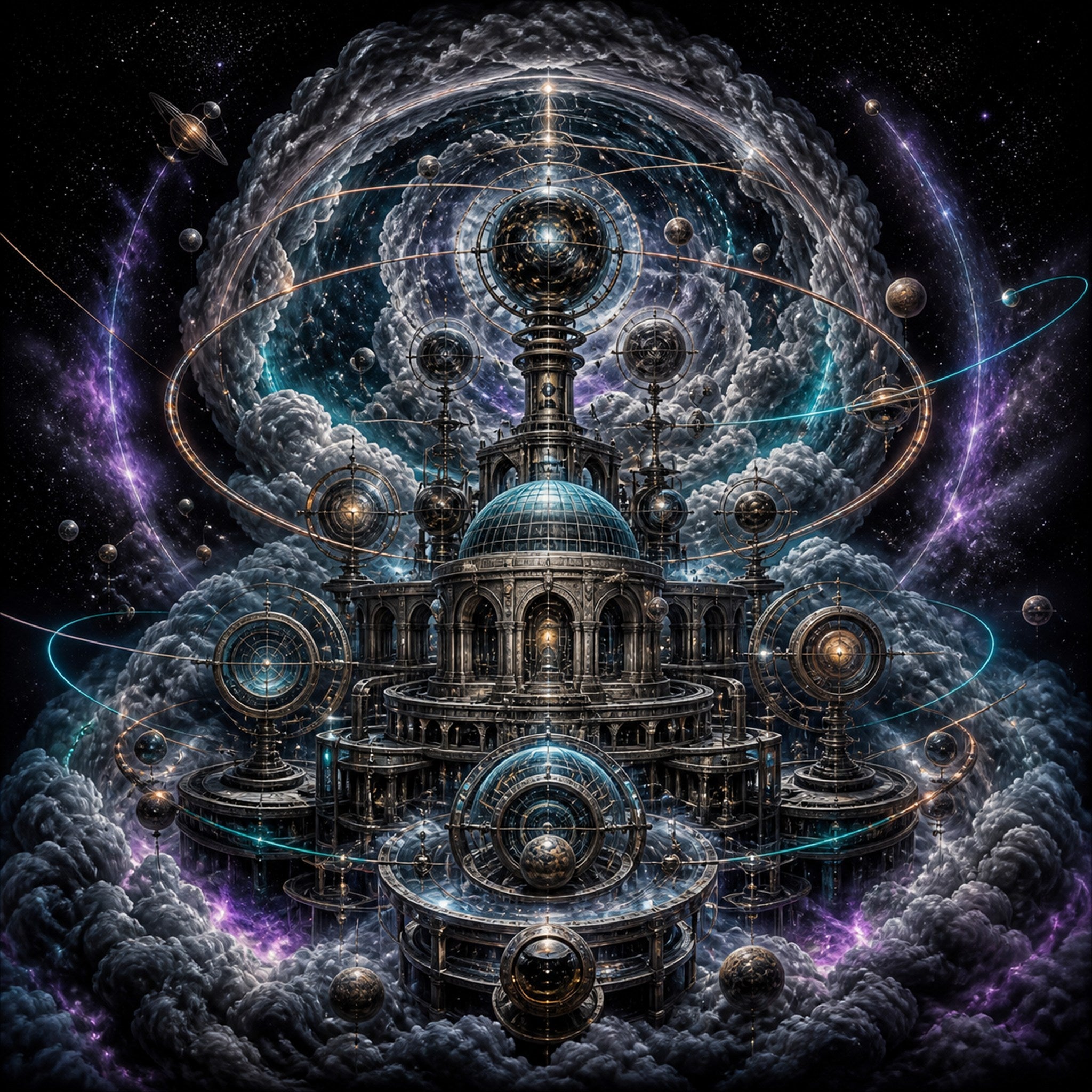 Original TrendTap cosmic architecture piece titled Mercury Weather Station, prepared as an art print