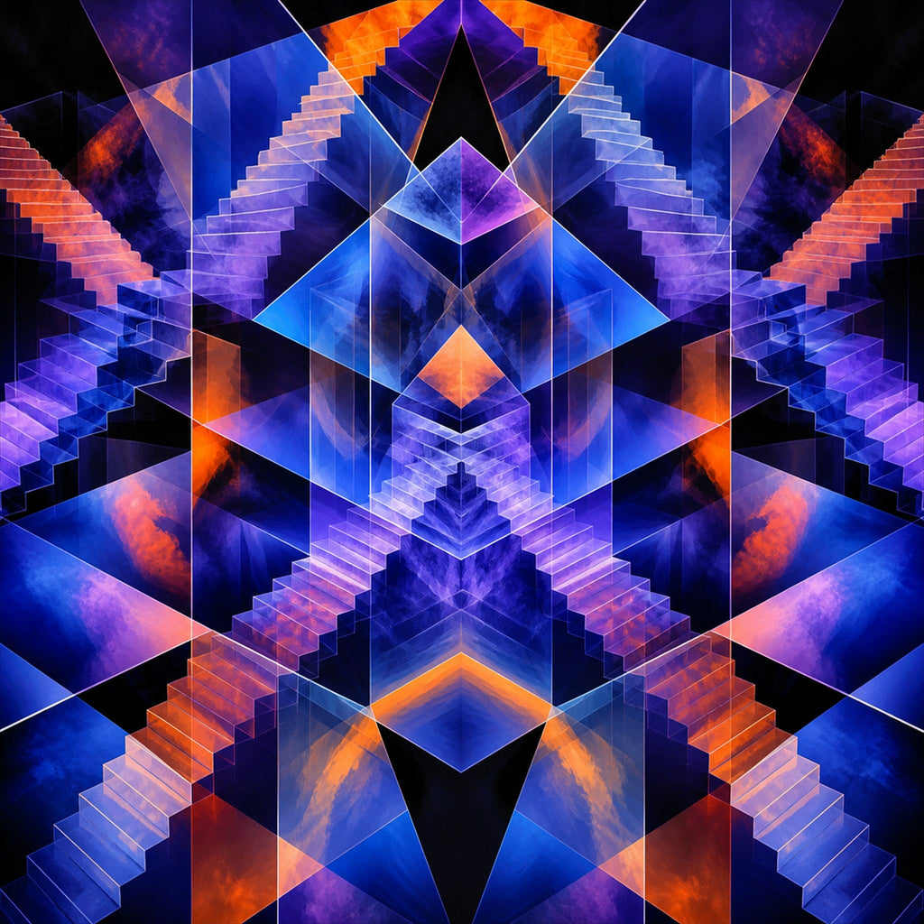 Original TrendTap cosmic transmissions piece titled Cyan Monolith Choir, prepared as an art print