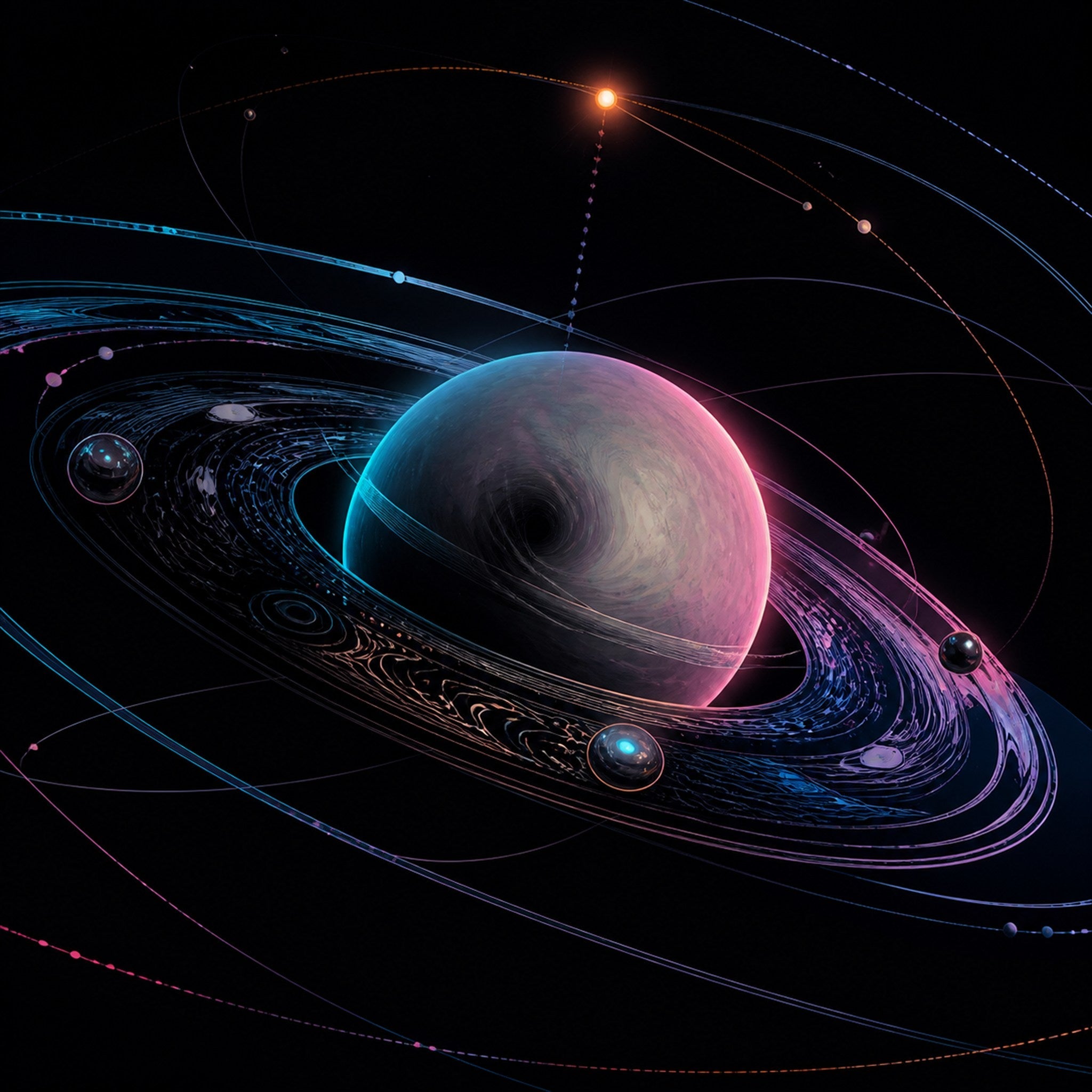 Original TrendTap cosmic cartography piece titled Orbit of the Unsaid, prepared as an art print