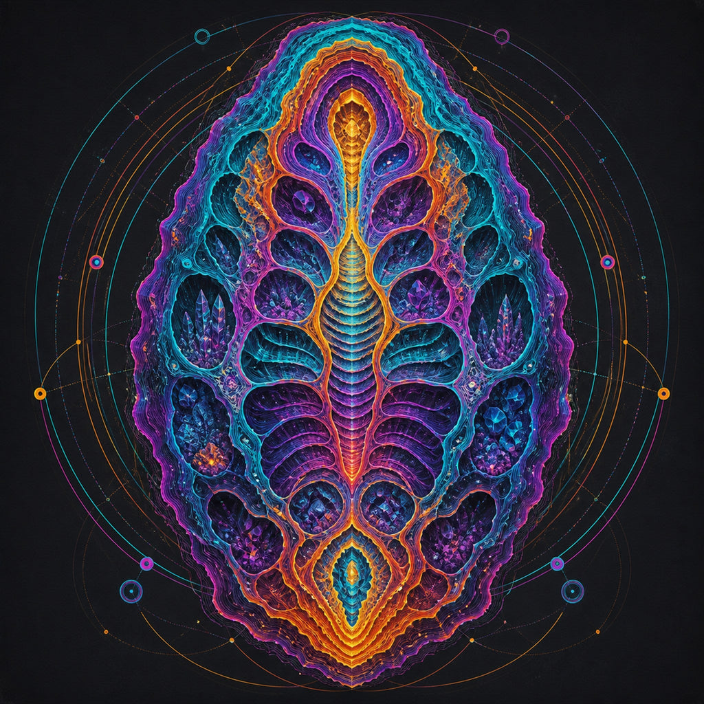 Original TrendTap cosmic cartography piece titled Thermochrome Fossil Atlas, prepared as an art print