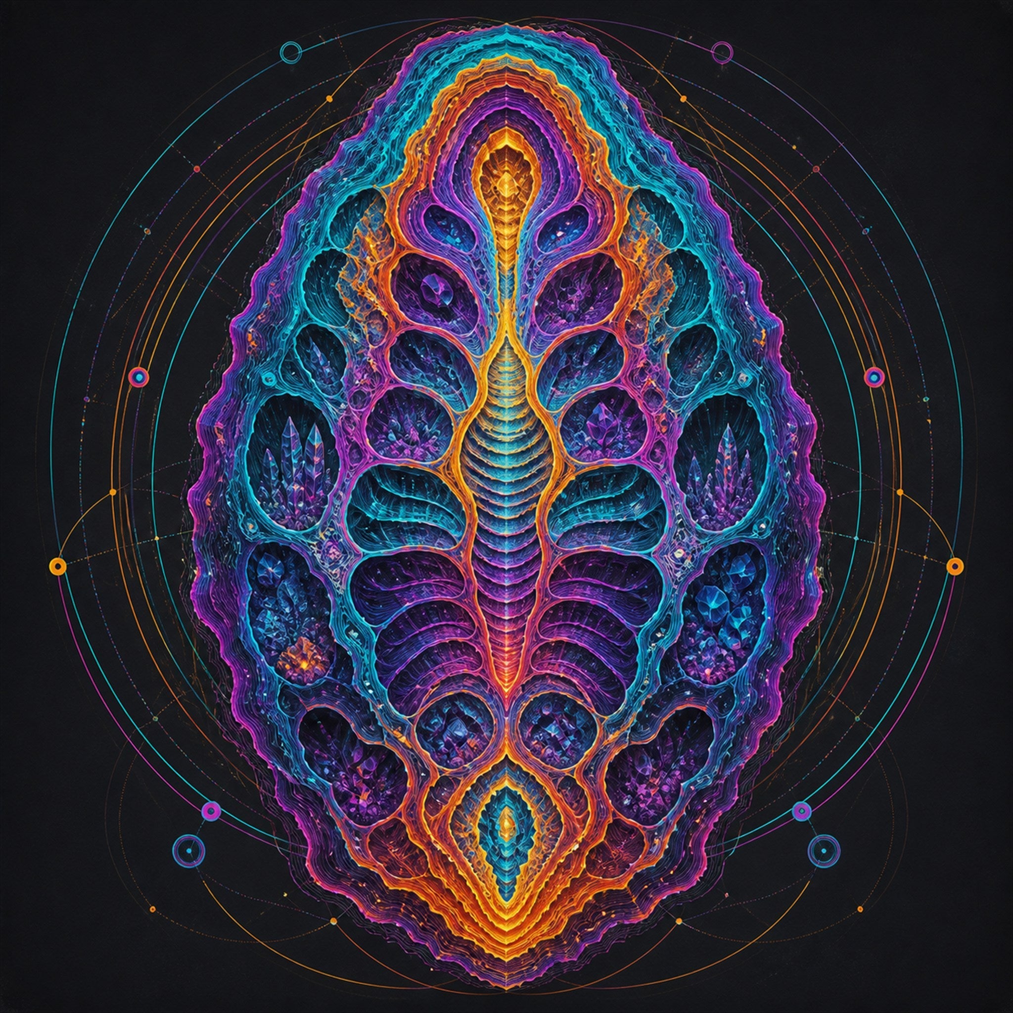 Original TrendTap cosmic cartography piece titled Thermochrome Fossil Atlas, prepared as an art print